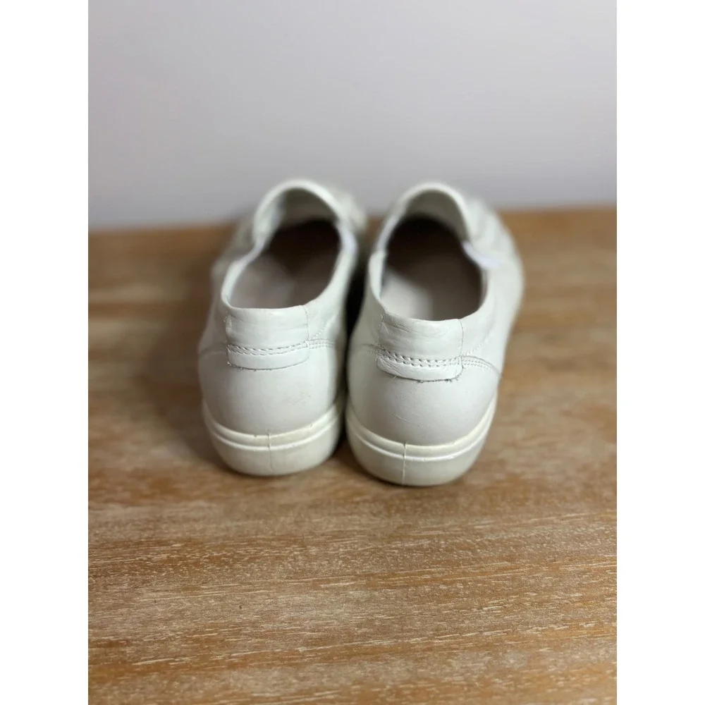 ECCO Soft 7 Woven Slip On Sneakers White Leather Womens 39 US 8 470113-01152‎